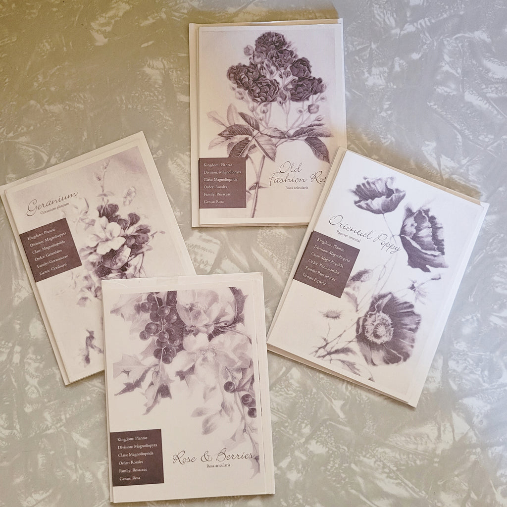 Violet Tone Vintage Florals Notecard Set
