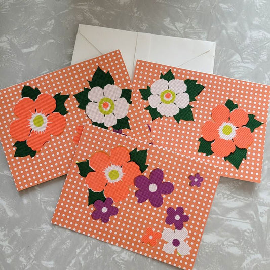 Handmade Notecard Set/3, Mod Florals