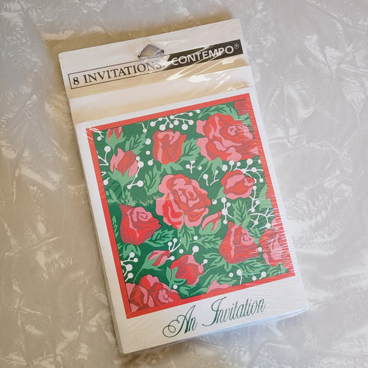 Vintage Contempo Floral/Rose Theme Invitations NOS