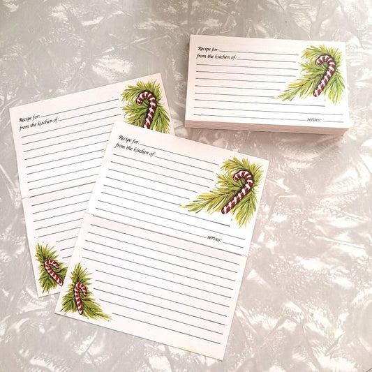 Vintage Christmas Themed Recipe Cards, Set of 12